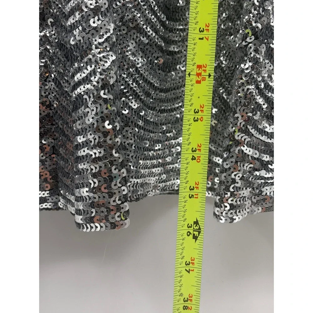 Michael Kors Dress Sequin Women Size 0 Silver Metallic Sleeveless‎ Evening Short